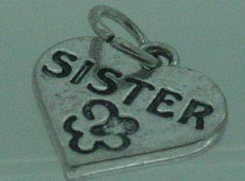 Sister with flower dangle - fits European bead bracelets - Click Image to Close
